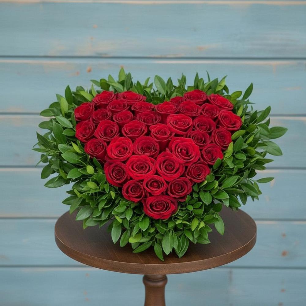 Цветочная композиция из Розы в виде сердца в Волгодонске