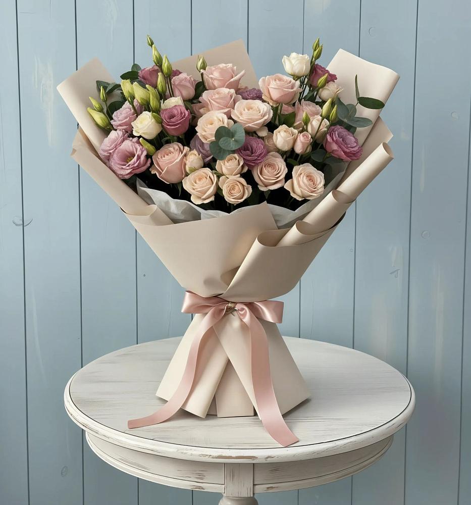 Букет цветов из: Розы и Лизиантусы в Волгодонске