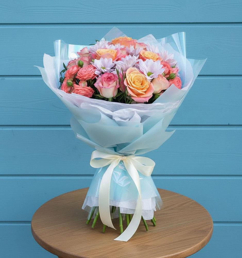 Букет цветов из: Хризантемы и Розы в Волгодонске